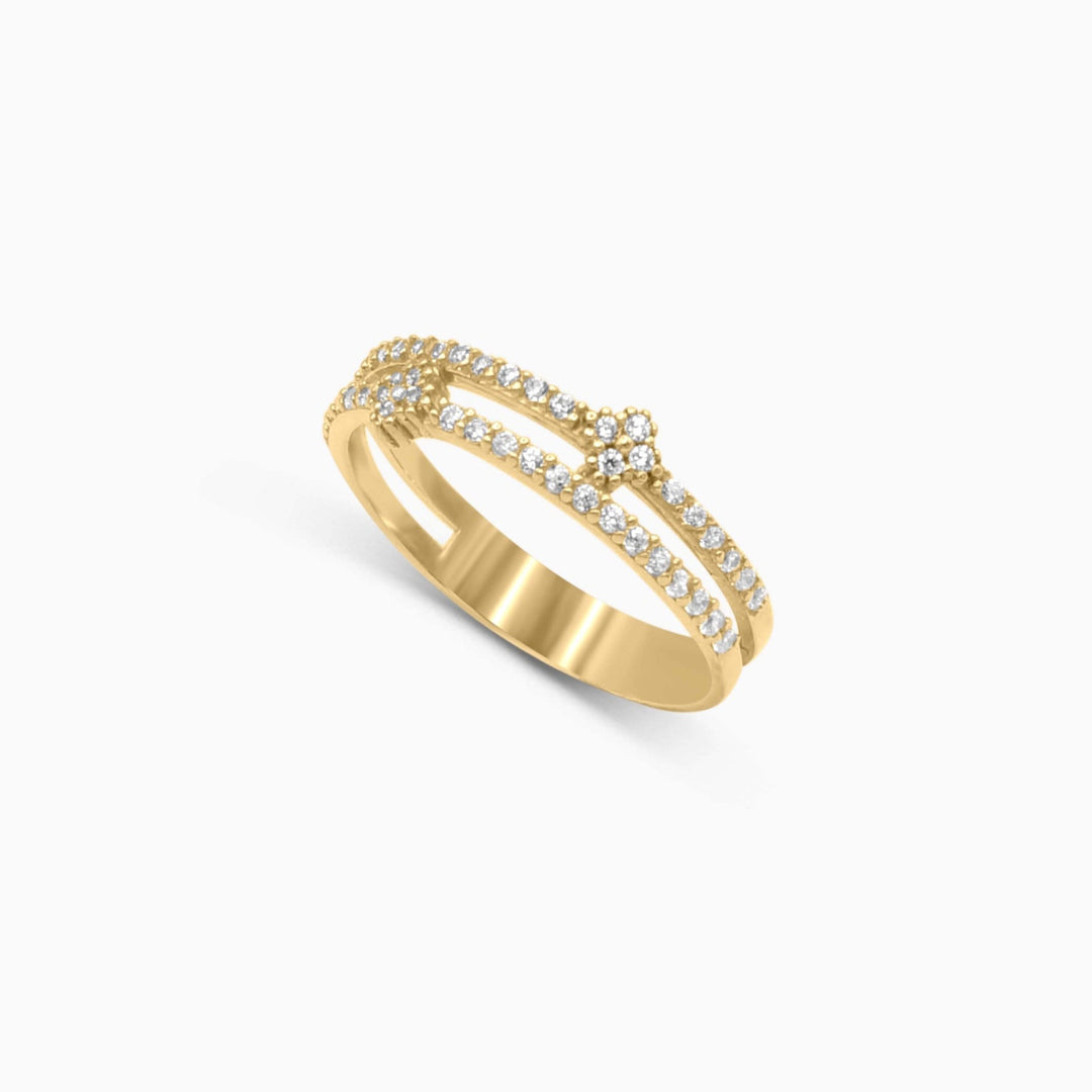 10K Gold Dual Row Diamond Style Ring Pochy Jewelry