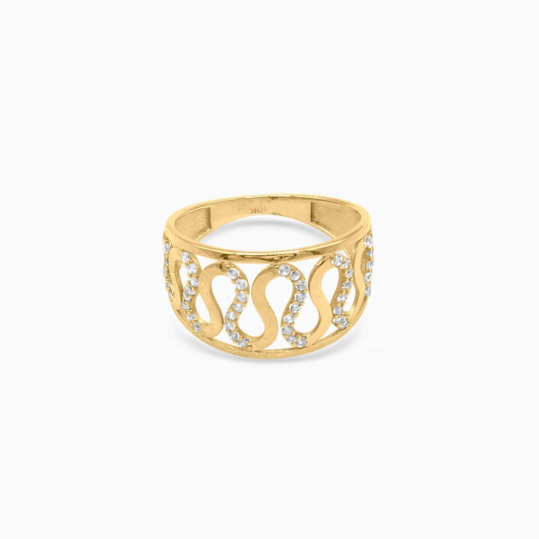 10K Gold Wavy Open Band Ring with Stones – Pochy Jewelry