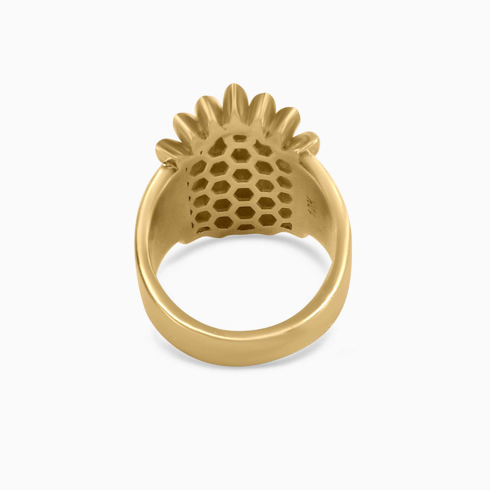 Gold Chief Ring – Feather Crown Statement Design - Pochy Jewelry