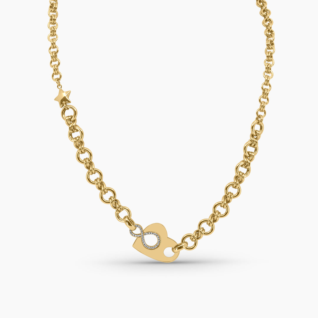 Infinity Heart Gold Charm Necklace in 14k - Pochy Jewelry