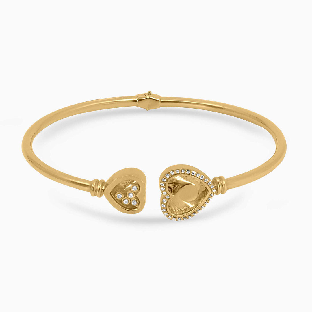Gold Heart Bangle – Dual Heart End Design in 14k - Pochy Jewelry
