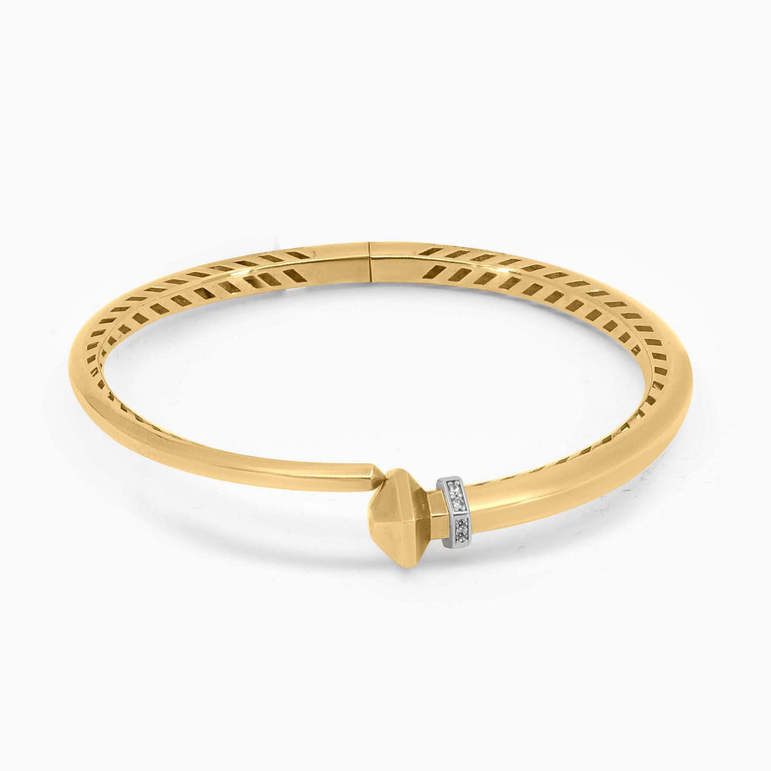Gold Nail Bangle – Modern Cuff with Polished Finish in 10k - Pochy Jewelry