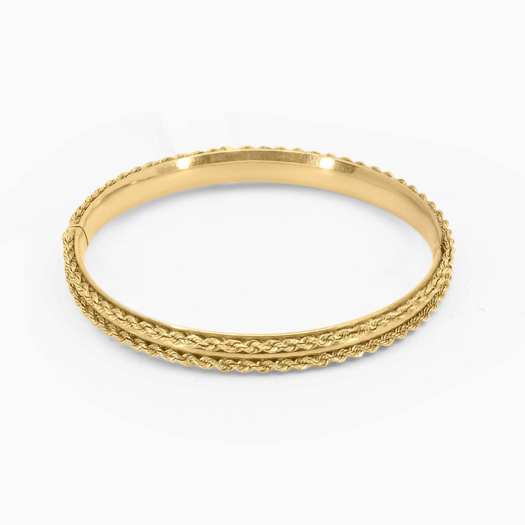 Gold Braided Bangle – Rope Trim Edge Detail in 14k - Pochy Jewelry