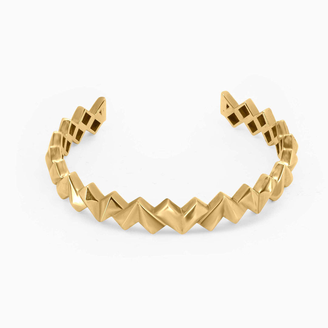 Gold Zigzag Cuff – Open Design with Angular Edges in 14k - Pochy Jewelry