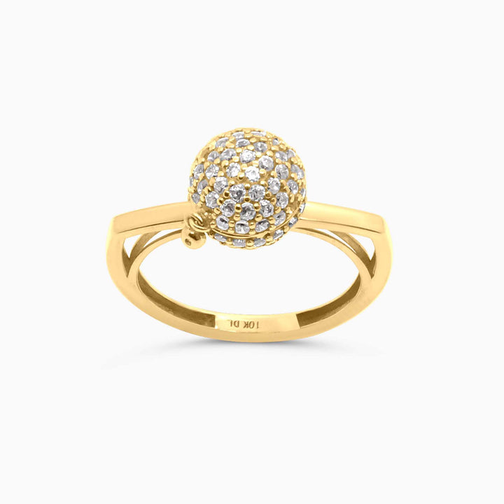 10K Gold Pave Sphere Ring