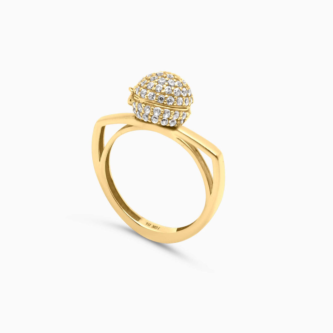 10K Gold Pave Sphere Ring