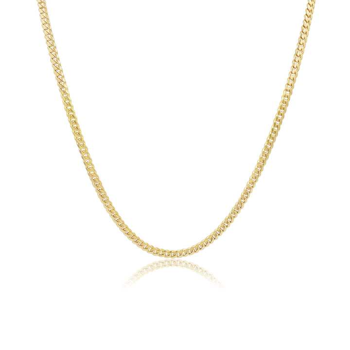 4mm Solid Machine-Made Cuban Link Chain – Gold - Pochy Jewelry