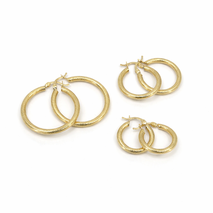 Earrings Classic Gold Hoop Earrings Set 10k Pochy Jewelry in Miami