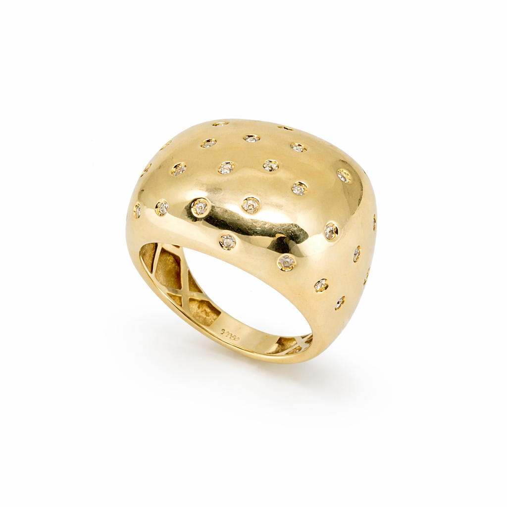 Women's Ring Dome Gold Statement Ring 10k Pochy Jewelry in Miami