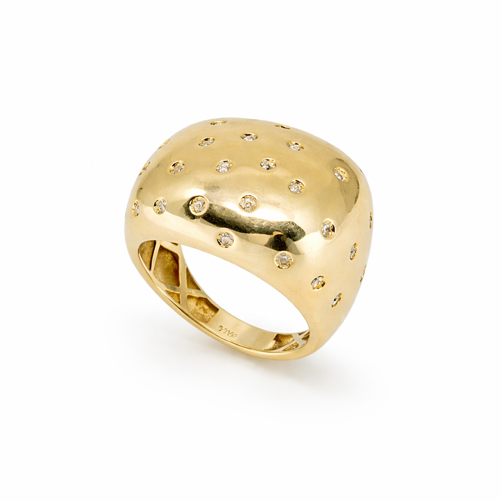 Women's Ring Dome Gold Statement Ring 10k Pochy Jewelry in Miami