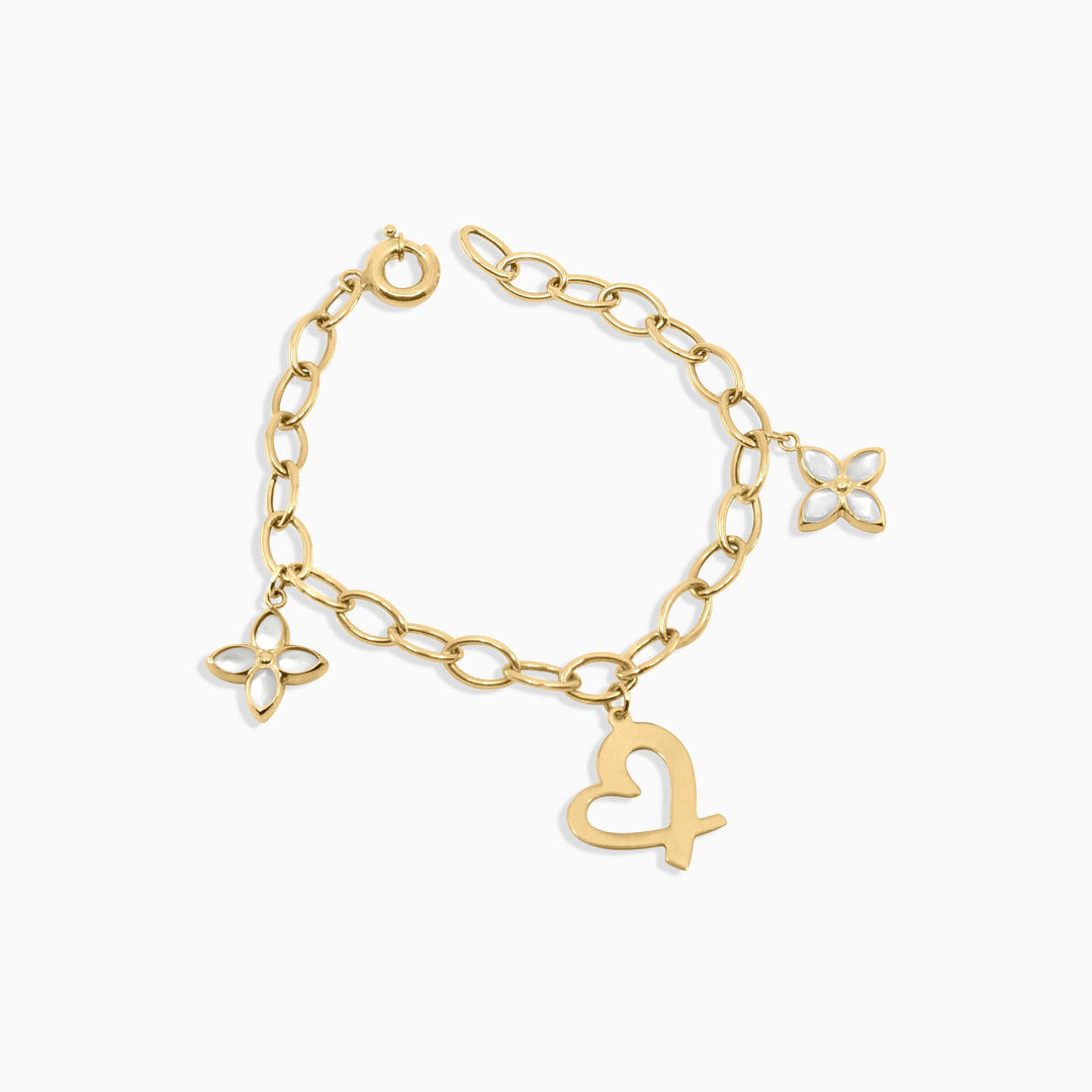 Women's Bracelet Heart Link Gold Bracelet in 14k Pochy Jewelry in Miami