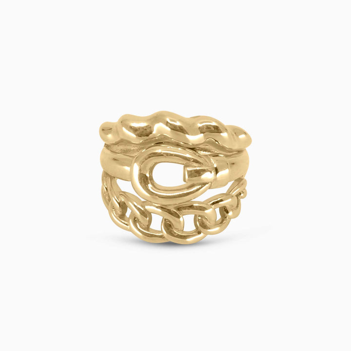 Women's Ring Wide Link Gold Ring in 10k Pochy Jewelry in Miami
