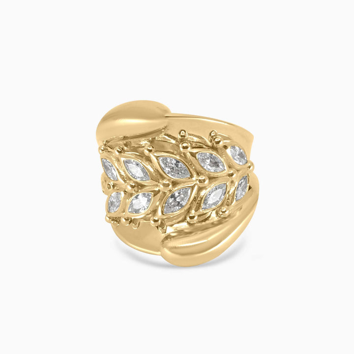 Women's Ring Curved Accent Gold Ring in 10k Pochy Jewelry in Miami
