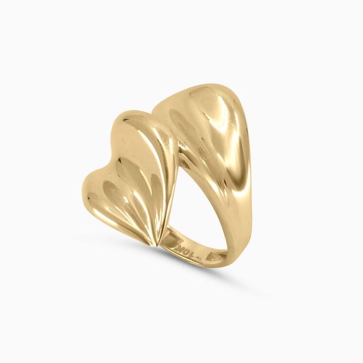 Women's Ring Sculpted Heart Gold Ring in 10k Pochy Jewelry in Miami