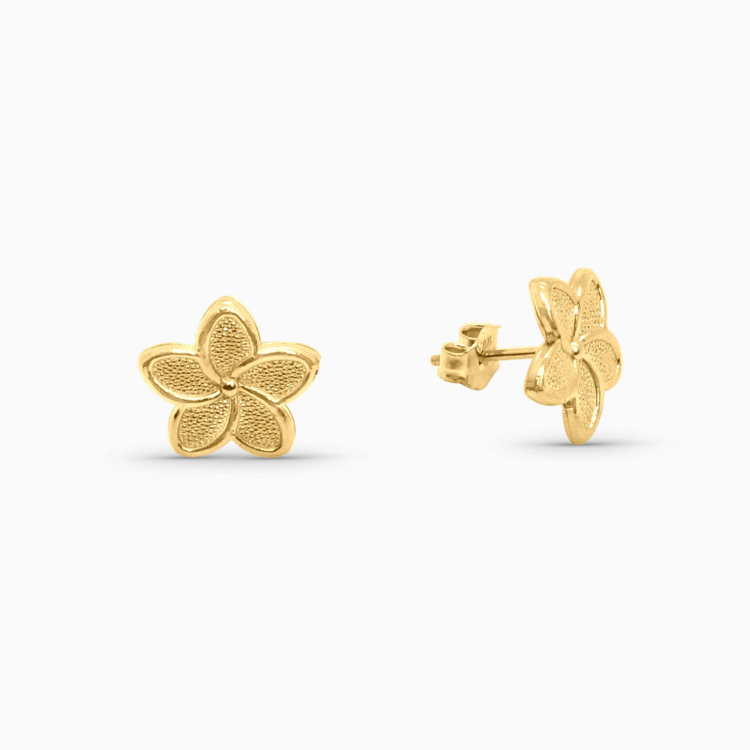 Gold butterfly earrings on a white background
