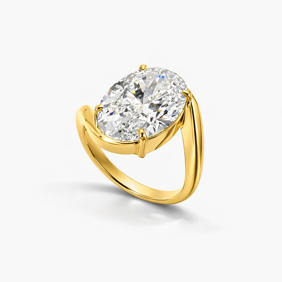10K Gold Oval Solitaire Engagement Ring