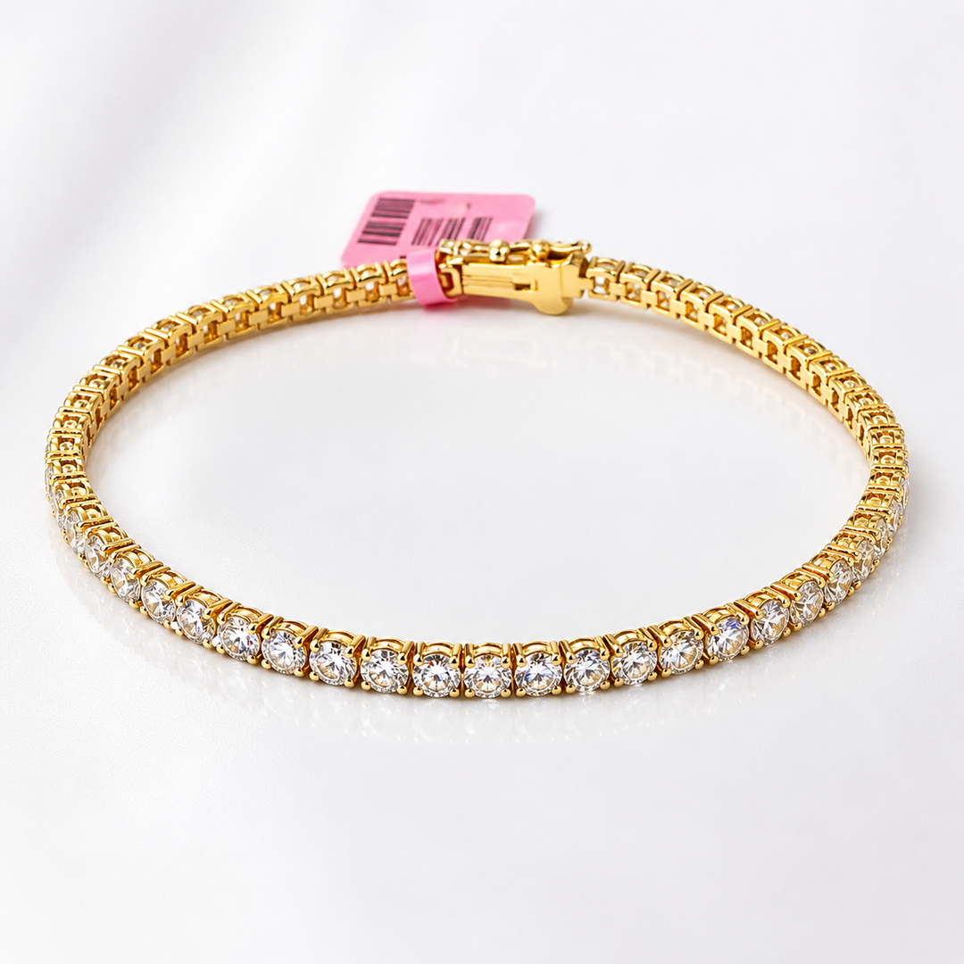 Women's Bracelet 3mm Lab Diamond Tennis Bracelet in 10K Gold Pochy Jewelry in Miami
