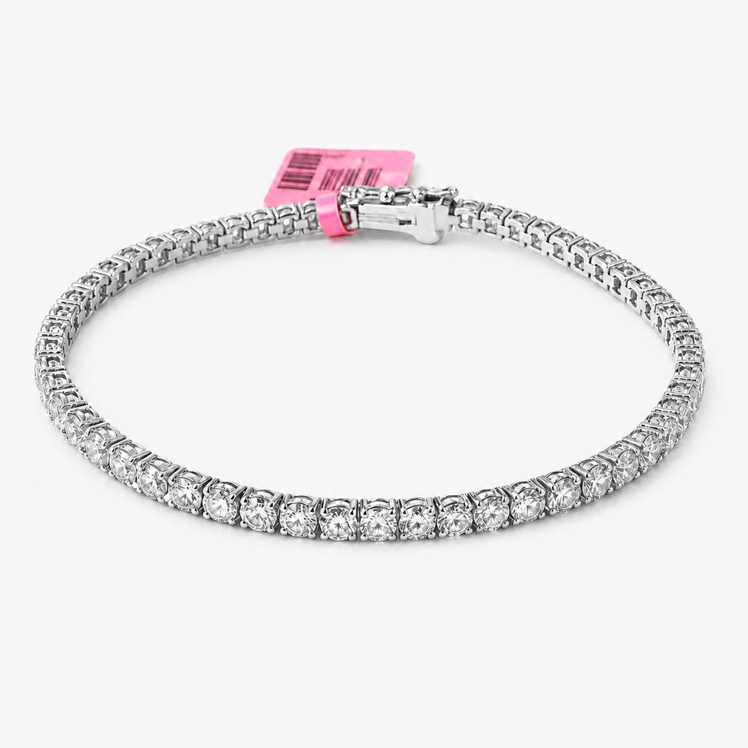 Women's Bracelet 3mm Lab Diamond Tennis Bracelet in 10K White Gold Pochy Jewelry in Miami