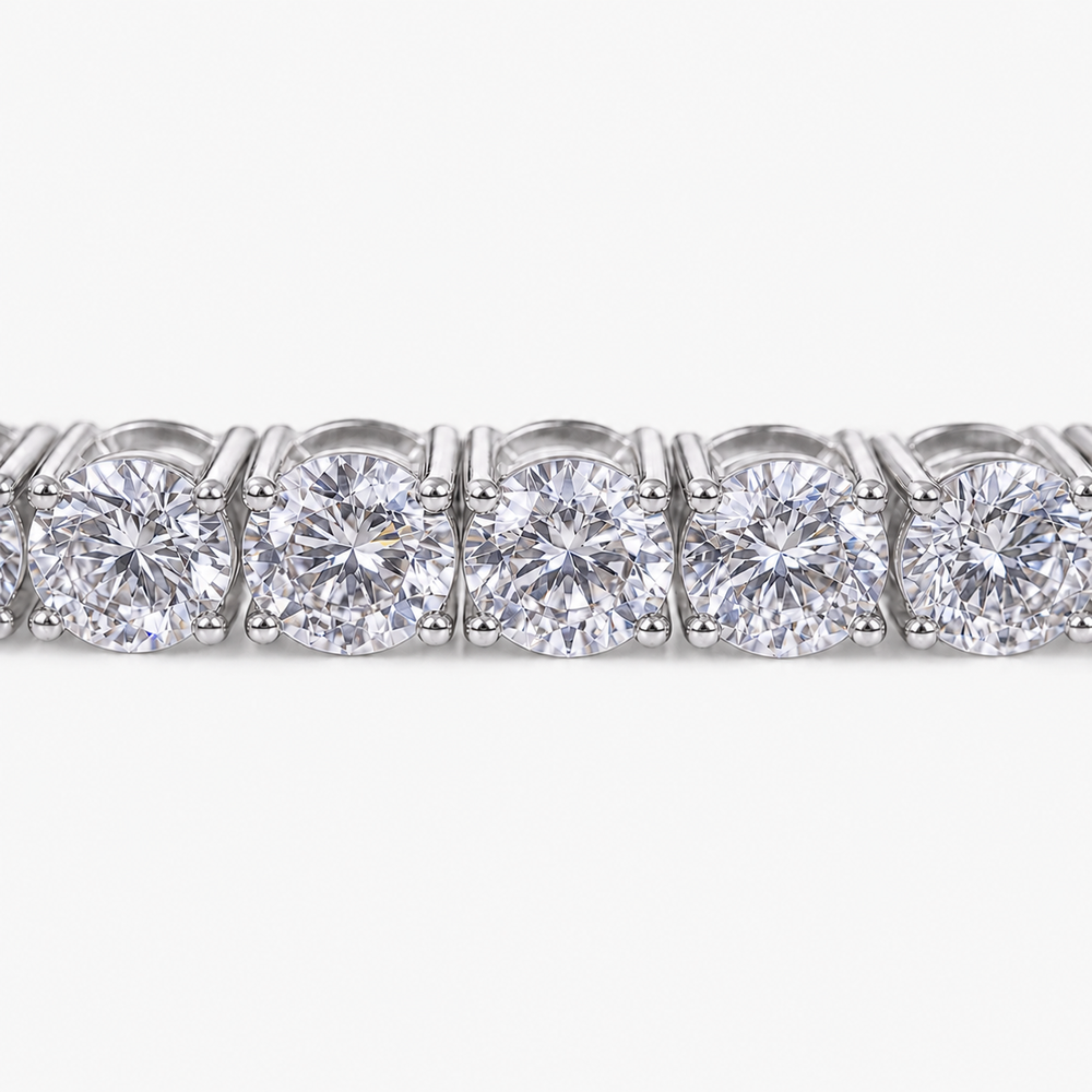 Women's Bracelet 3mm Lab Diamond Tennis Bracelet in 10K White Gold Pochy Jewelry in Miami