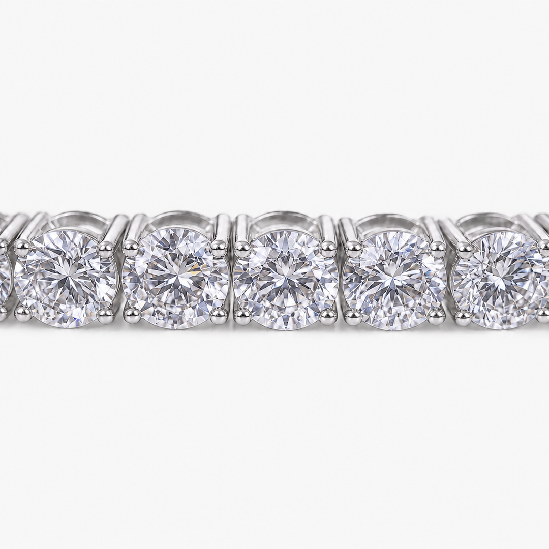 Women's Bracelet 3mm Lab Diamond Tennis Bracelet in 10K White Gold Pochy Jewelry in Miami
