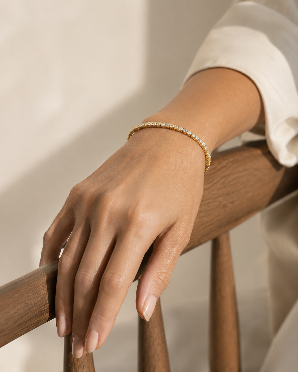 Women's Bracelet 3mm Lab Diamond Tennis Bracelet in 10K Gold Pochy Jewelry in Miami