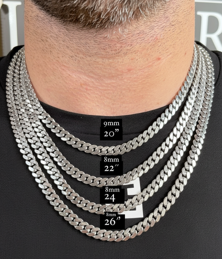 9mm Silver Cuban Link Chain