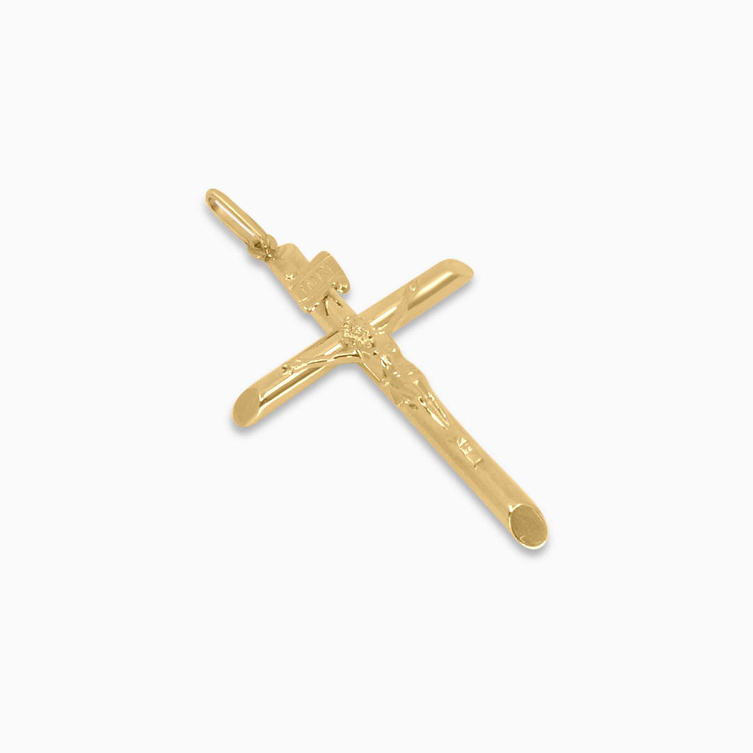 Gold Crucifix Pendant – Classic Cross with Detailed Figure - Pochy Jewelry