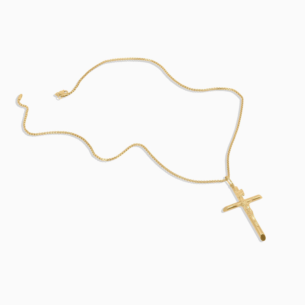 Gold Crucifix Pendant – Classic Cross with Detailed Figure - Pochy Jewelry