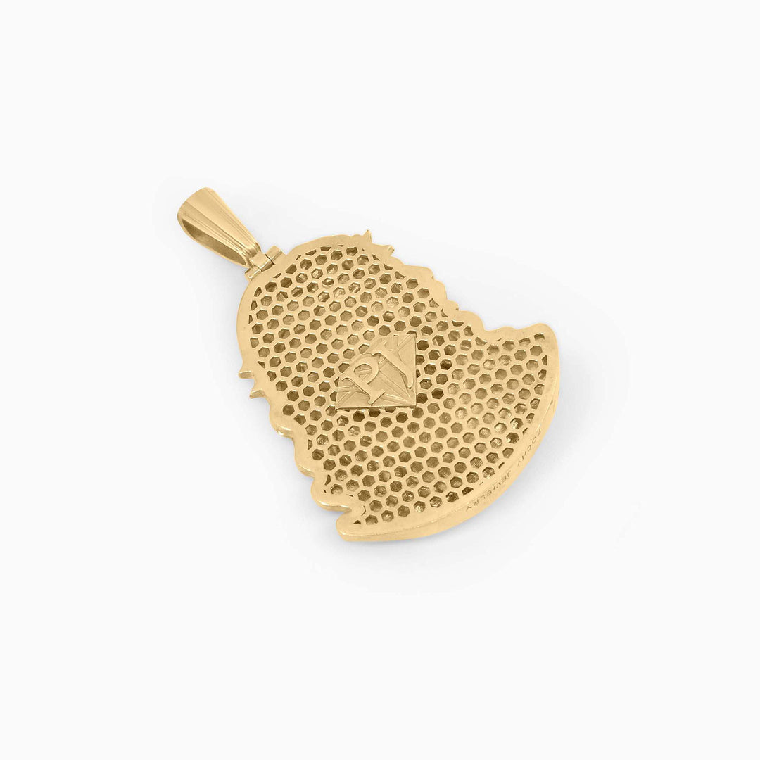 Gold Jesus Face Pendant – Multi-Color Crown Detail - Pochy Jewelry