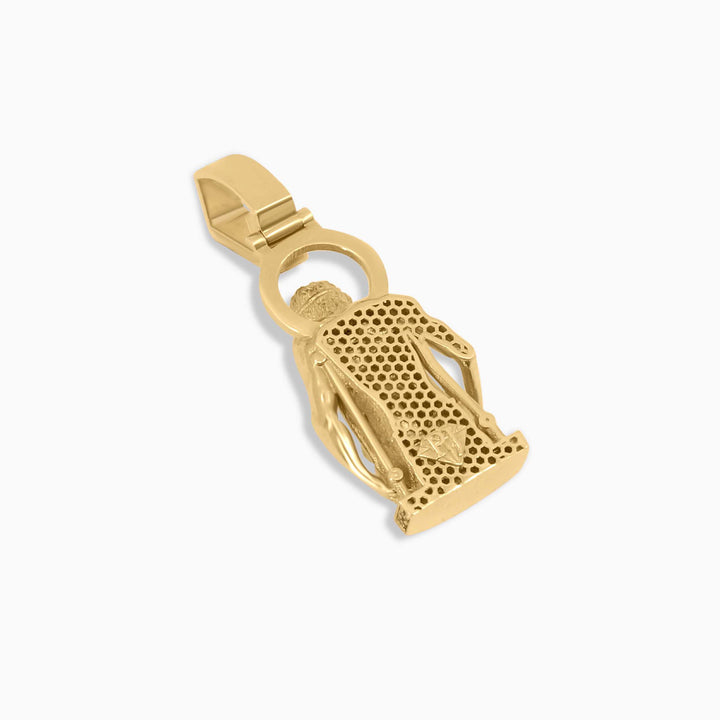 Gold Santo Pendant – Blue Accented Religious St. Lazarus - Pochy Jewelry