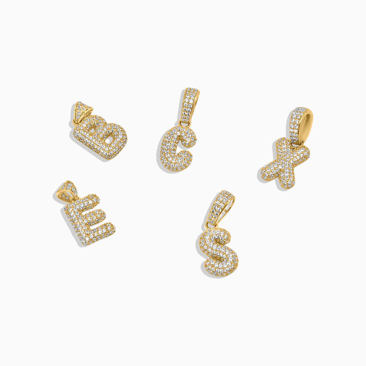 Gold Letter Pendants – Iced Initial Charms (A-Z) in 10k - Pochy Jewelry