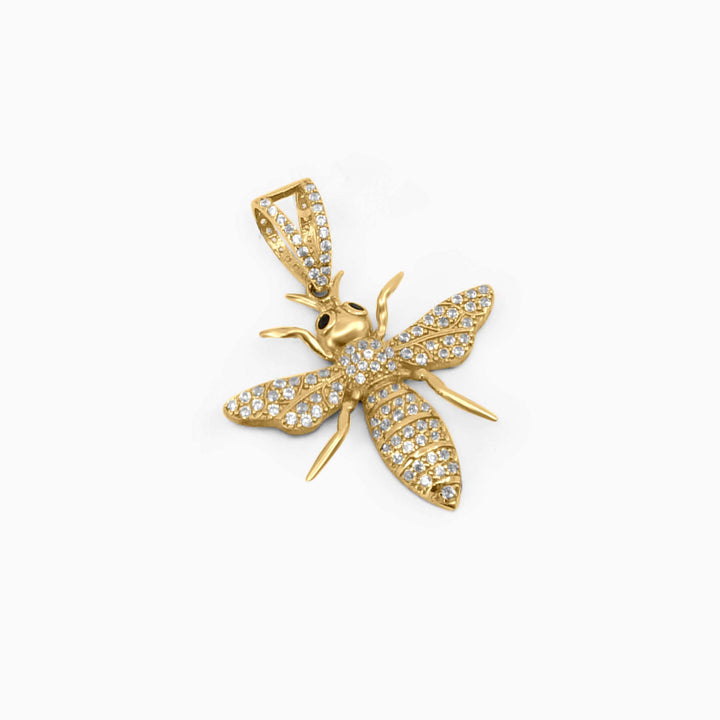 Gold Bee Pendant – Iced Out Insect Design in 10k - Pochy Jewelry