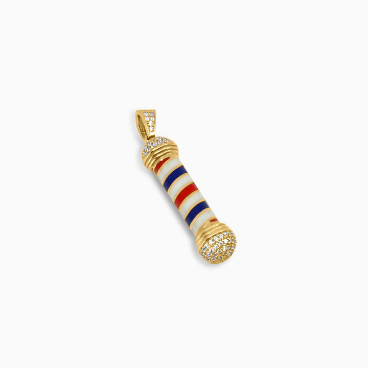 Gold Barber Pole Pendant – Red, White & Blue Detail in 10k - Pochy Jewelry
