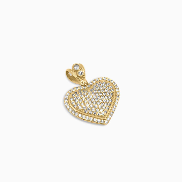 Gold Heart Pendant – Full Pavé Layered Heart Design in 10k - Pochy Jewelry