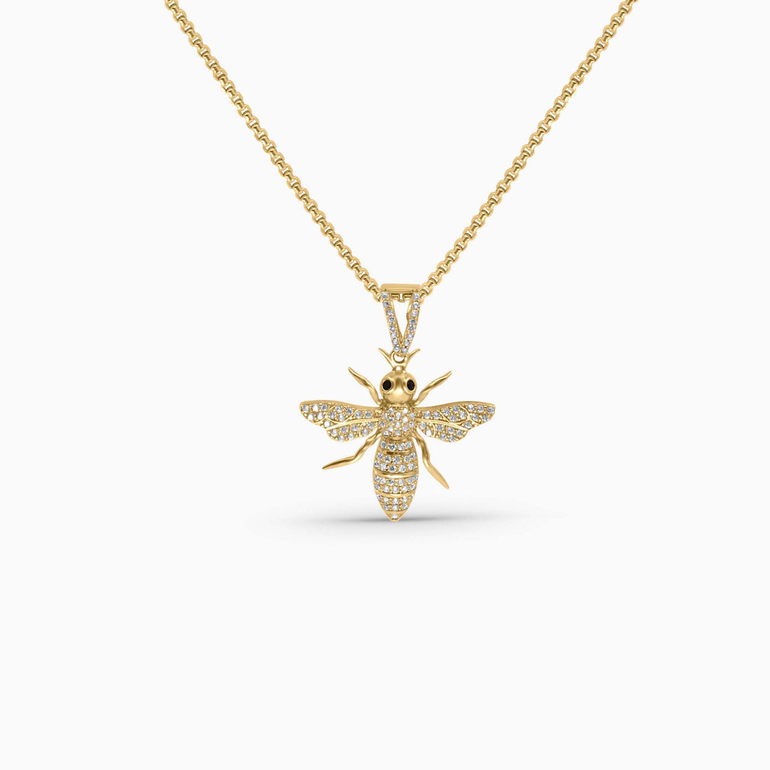 Gold Bee Pendant – Iced Out Insect Design in 10k - Pochy Jewelry
