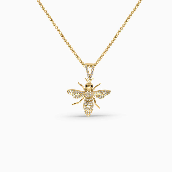 Gold Bee Pendant – Iced Out Insect Design in 10k - Pochy Jewelry