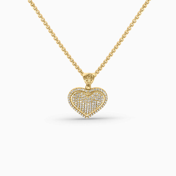 Gold Heart Pendant – Full Pavé Layered Heart Design in 10k - Pochy Jewelry
