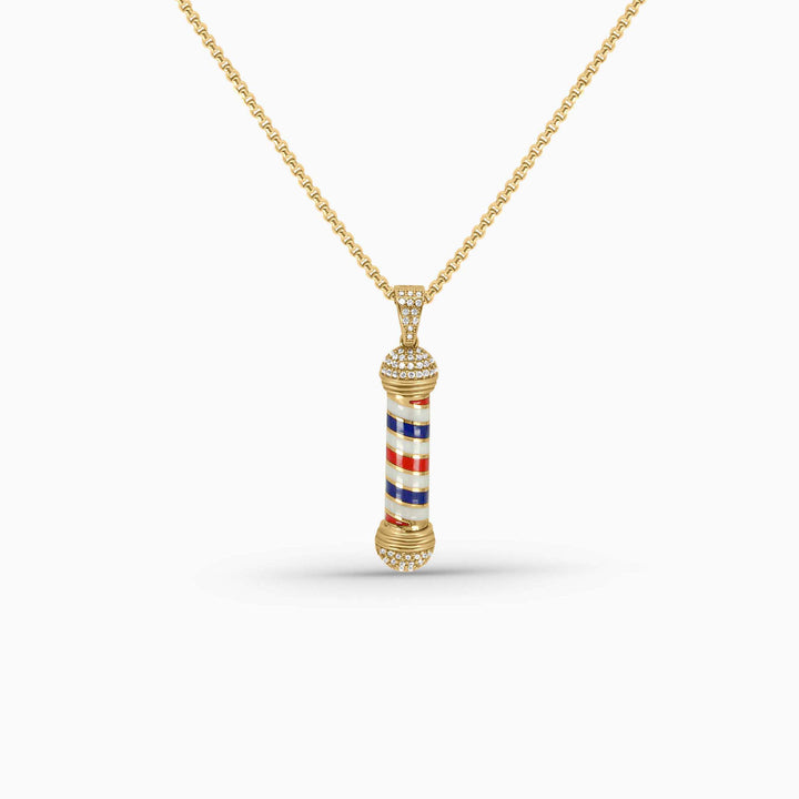 Gold Barber Pole Pendant – Red, White & Blue Detail in 10k - Pochy Jewelry