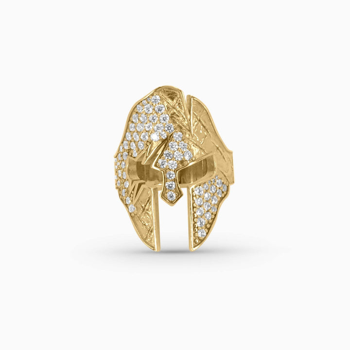 Iced Spartan Warrior Helmet Ring - Pochy Jewelry