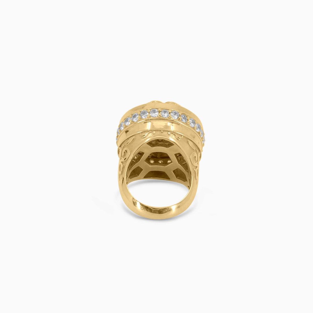Lion Head Medallion Ring – Gold Pavé in 10K - Pochy Jewelry