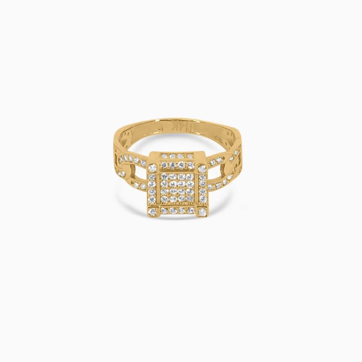 Square Cluster Iced Gold Ring in 14k - Pochy Jewelry