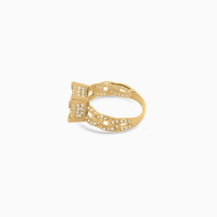 Square Cluster Iced Gold Ring in 14k - Pochy Jewelry