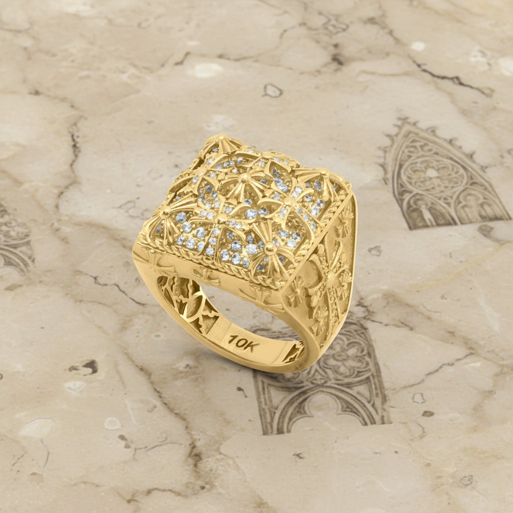 Gothica rosette ring in 10K gold