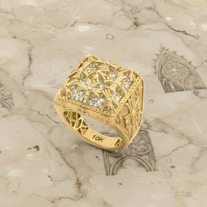 Gothica rosette ring in 10K gold