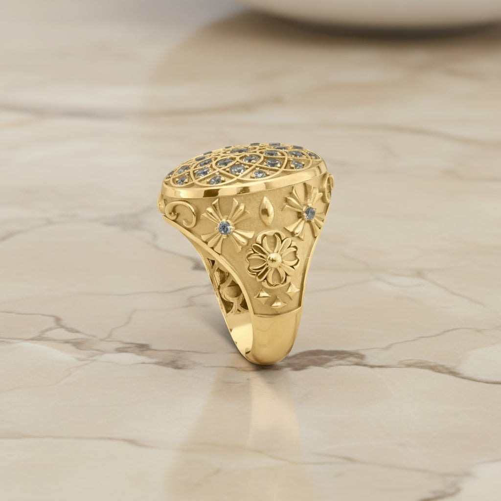 Men's Rosette ring in 10K gold