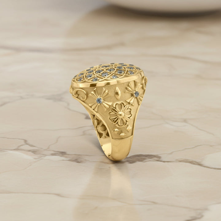 Men's Rosette ring in 10K gold