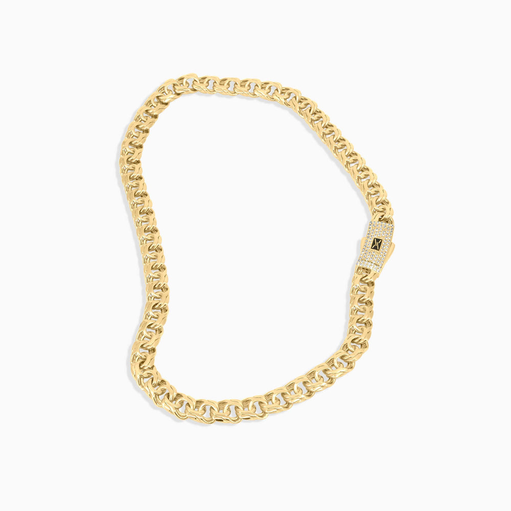 Gold chain bracelet on a white background