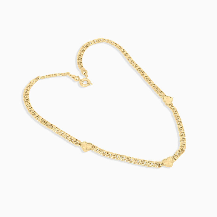 Women's Necklace Chino Link Women's Necklace with Hearts in 14k Pochy Jewelry in Miami