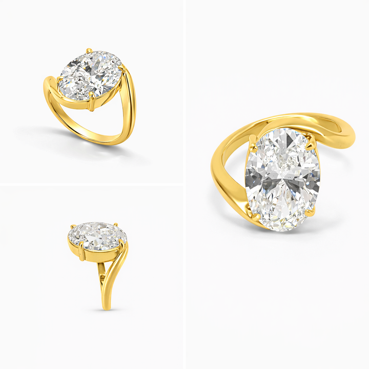 Women's Ring 7 CT Oval Solitaire Engagement Ring in 10k Gold Pochy Jewelry in Miami