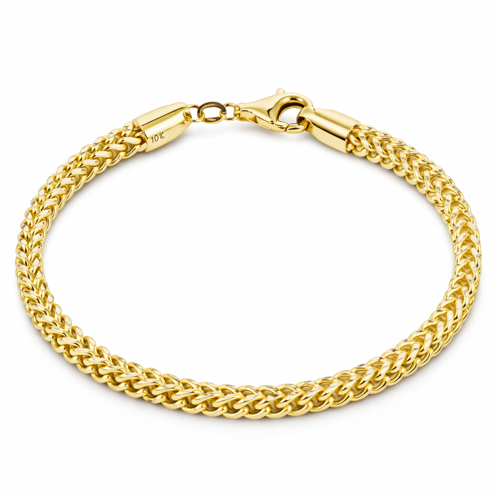 Men's Bracelet 10K Yellow Gold Franco Bracelet Pochy Jewelry in Miami